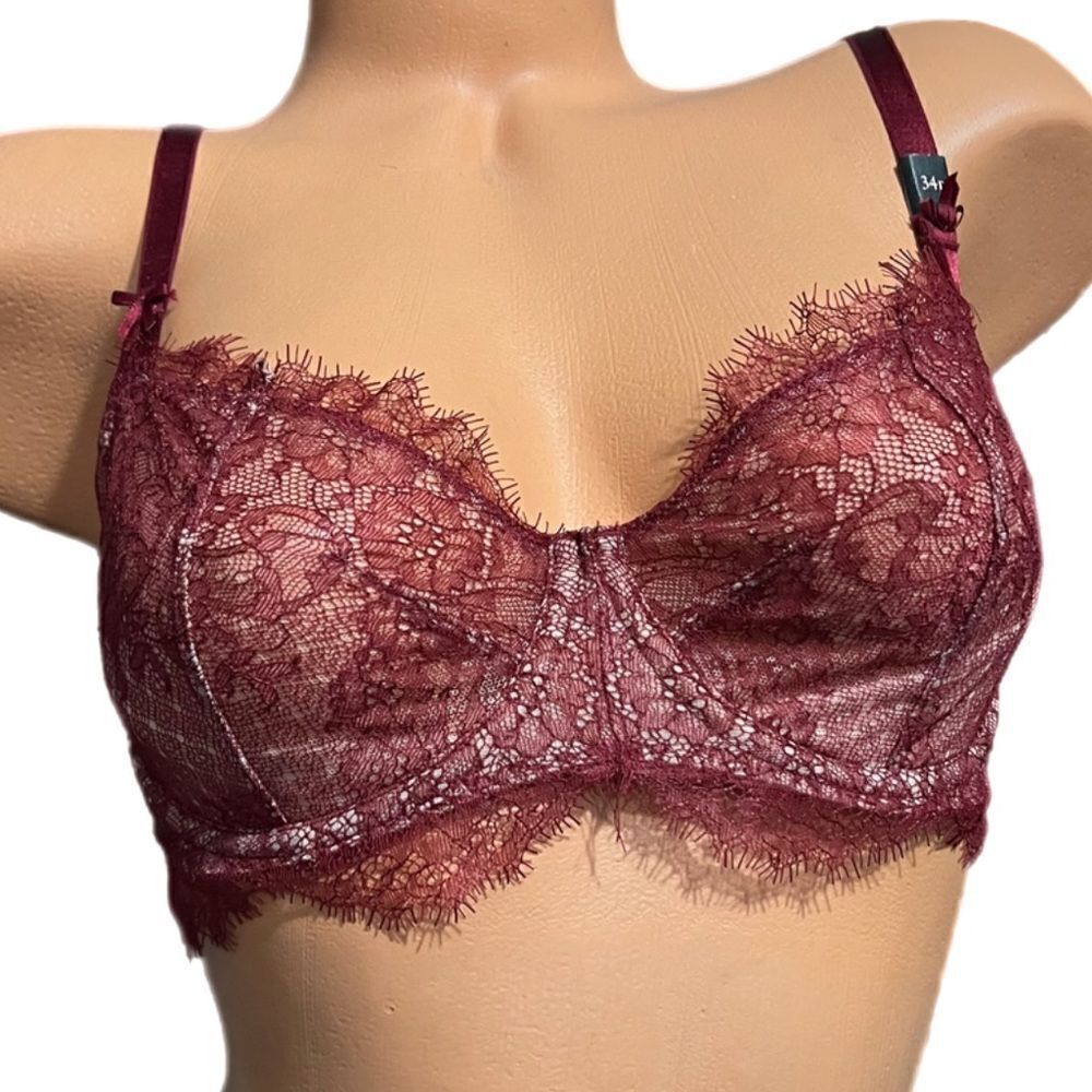 Victorias Secret Dream Angels Push Up without the padding uplift lace bra maroon